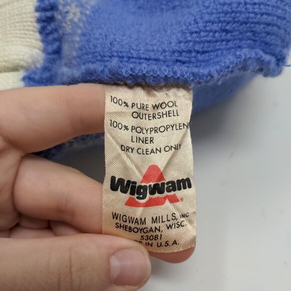 Wigwam Woolen Mills Women's Knit Beanie Ski Hat Fair Isle Blue Vintage Made USA - Picture 9 of 10